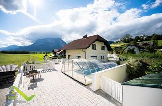 Haus kaufen in 8943 Aigen im Ennstal, Ein-Zweifamilienhaus mit Swimmingpool, XXL-Terrasse, Doppelgarage, einzigartigem Grimmingblick und Zweitwohnsitzgenehmigung