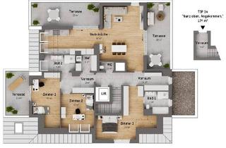 Penthouse kaufen in Doningasse, 1220 Wien, "Ganz oben. Angekommen": Premium-Penthouse mit 4 Zimmern und 3 Terrassen im 2. DG.