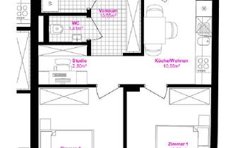 Wohnung mieten in 8020 Graz, 2-Zimmer-Wohnung mit zwei Balkonen