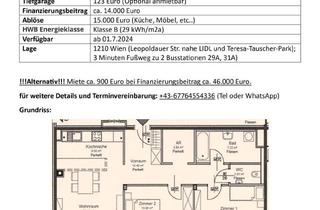 Genossenschaftswohnung in Leopoldauer Str. 163, 1210 Wien, 3 Zimmer möblierte Erdgeschoßwohnung mit Tiefgarage, Miete inkl. Heizung
