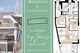 Wohnung kaufen in 2540 Bad Vöslau, PROVISIONSFREI | Wohnen im Villenviertel | 3 Zimmer Wohnung mit traumhafter Terrasse + eigenem kl. Innenhof (1.OG) | | Hochstraße - Ruhelage | Fertigstellung Mitte 2025 (Gebäude D - Top 4)