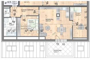 Wohnung kaufen in Waldheimstraße, 1220 Wien, Dachterrassenwohnung-traumhafte südseitige, lichtdurchflutete, 3 sonnige großzügige Zimmer - 2. DG - unverbauter Fernblick bis zum Schneeberg - Vorsorgewohnung