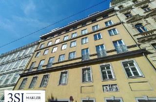 Wohnung kaufen in Ziegelofengasse, 1050 Wien, Anlagemöglichkeit mit konstanter Rendite und Potential! Unbefristet vermietete Altbauwohnung mit Balkon in beliebter Lage beim Schlossquadrat