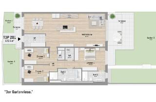 Penthouse kaufen in Lobaugasse, 1220 Wien, Grüne Oase mitten in der Stadt. 4-Zimmer Traum mit 135 m² und 100 m² Garten in Aspern. Gleich einziehen.