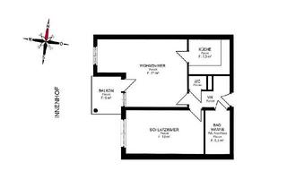 Wohnung mieten in Niesenbergergasse, 8020 Graz, Ruhiger 2 ZIMMER-NEUBAU + sonniger West-Balkon 6m² + extra Küche möbliert + Lift + letzter Stock + nähe Hauptbahnhof!