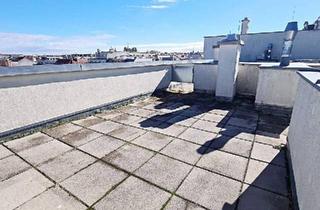 Wohnung mieten in Holbeingasse, 1100 Wien, TERRASSENHIT, UNBEFRISTET, 84 m2 Dachgeschoß mit 64 m2 Terrasse, Wohnküche, 2 Zimmer, Wannenbad, Parketten, Fernblick, Holbeingasse