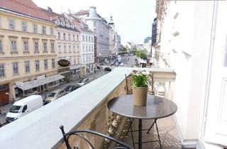 Wohnung mieten in Rochusmarkt, 1030 Wien, Prachtvolle Beletage mit Balkon in Bestlage am Rochusmarkt! Komplett möbliert.