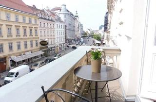 Wohnung mieten in Rochusmarkt, 1030 Wien, Prachtvolle Beletage mit Balkon in Bestlage am Rochusmarkt! Komplett möbliert.