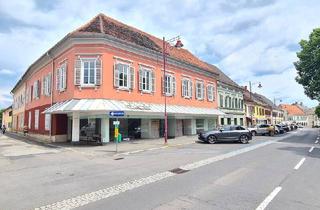 Büro zu mieten in Hauptplatz 33, 8480 Mureck, Der Platzhirsch, eine Geschäftsfläche mit Auslagenfläche und eckförmiger Fensterfront im Stadtzentrum