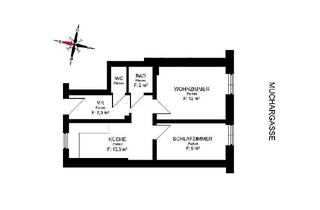 Wohnung mieten in Grabenstraße 21, 8010 Graz, GEIDORF: Sanierter 2 ZIMMER-Altbau + extra Küche neu möbliert + Bad mit Dusche und WC + nähe KF-Universität!