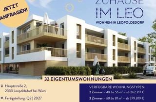 Wohnung kaufen in 2333 Leopoldsdorf, Zuhause IM LEO | Exklusive 2 Zimmer Gartenwohnung mit Terrasse | Tiefgarage im Gebäude | Hauptstraße | Frühjahr 2027 - Top 7