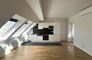Wohnung mieten in Mariahilfer Straße, 1150 Wien, UNBEFRISTET - helle 2,5-Zimmer Dachgeschosswohnung mit Wohnküche, Schrankraum, 26 m2 Dachterrasse und Kellerabteil nahe Schönbrunn