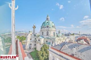 Wohnung mieten in 1040 Wien, TRAUMHAFTE DG-WOHNUNG MIT BLICK AUF DIE KARLSKIRCHE!