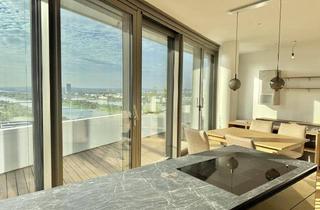 Wohnung mieten in 1220 Wien, DANUBEFLATS - 45m2 Balkon, 25. Stock inkl. Möblierung, Pool und Wellness Bereich - U1 vor der Türe! LUXUS LEBEN AM WASSER