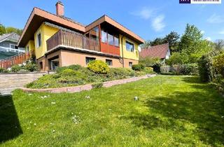 Haus kaufen in Laubegasse, 3003 Gablitz, Bungalow-Idyll in Gablitz: Ihr Zuhause mit Wienerwald-Panoramablick: 4 Zimmer I Wintergarten I Südwest-Terrasse I Gartenparadies I Keller I Garage!