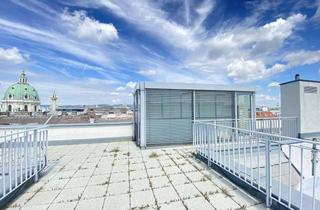 Maisonette kaufen in Schwindgasse, 1040 Wien, Exklusive Maisonette im Dachgeschoß im herrschaftlichen Palais, mit Terrassen, Blick Richtung Karlskirche - zu kaufen in 1040 Wien