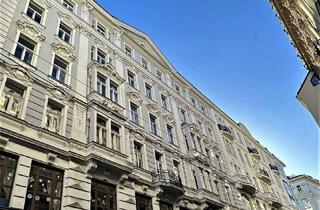Wohnung mieten in Spiegelgasse, 1010 Wien, SPIEGELGASSE, GRABEN-NÄHE, 95 m2 Altbau mit Balkon, 2 Zimmer, Komplettküche, Wannenbad, Parketten, 4. Liftstock, Flügeltüren