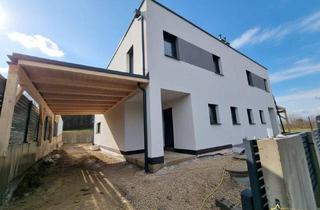 Doppelhaushälfte kaufen in Karnabrunn-Obenaus, 2113 Karnabrunn, KURZ VOR FERTIGSTELLUNG! 208 m² NFL! 5-ZIMMER, KELLER, BALKON, TERRASSE, CARPORT UND GROSSER GARTEN. ZIEGELQUALITÄT MIT UNVERBAUBAREM GRÜNBLICK.
