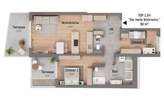 Penthouse kaufen in Langenzersdorfer Straße 66, 1210 Wien, 1210, Langenzersdorfer Straße, in Strebersdorf am Fuße des Bisambergs, 3-Zimmer-Eigentumswohnung