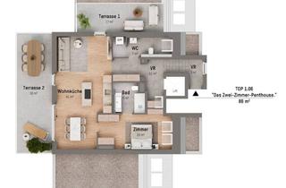 Penthouse kaufen in Langenzersdorfer Straße 66, 1210 Wien, 1210, Langenzersdorfer Straße, in Strebersdorf am Fuße des Bisambergs, 2-Zimmer-Penthouse