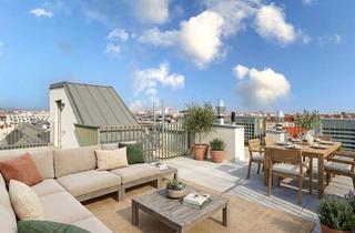 Penthouse kaufen in Arndtstraße 50/80, 1120 Wien, Rooftop. Your Own. | Dachterrasse der Superlative Inkl. Steffl-Blick | Erstbezug | 2. DG | 4-Zimmer | Tg-Stellplatz Optional | Nachhaltiges Wohnbauprojekt