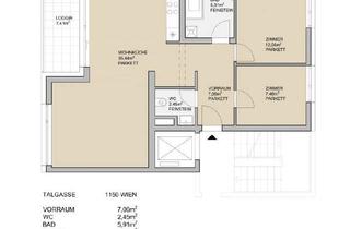 Wohnung mieten in Talgasse, 1150 Wien, Nahe Westbahnhof! Gut aufgeteilte 3-Zimmer-Wohnung mit Loggia zu vermieten!