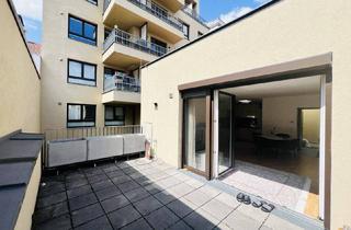 Wohnung kaufen in Wagramer Straße 120, 1220 Wien, Terrassentraum (voll möbliert) im Innenhof (absolute Ruhelage) und trotzdem fußläufig zum Donauzentrum und den U1 Stationen Kagran & Kagraner Platz