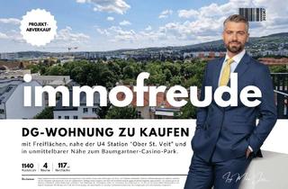 Wohnung kaufen in Hütteldorfer Straße 335, 1140 Wien, Zum Verkauf steht eine 4 Zimmer klimatisierte Dachgeschosswohnung mit Fernblick und Dachterrasse, in Wien Penzing, nahe der U4 Station “Ober St. Veit” und in unmittelbarer Nähe zum Baumgartner-Casino-Park.