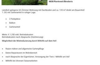 Wohnung mieten in 6830 Rankweil, Provisionsfrei 4,5 Zimmer-Wohnung direkt am Bauernhof