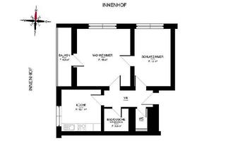 Wohnung mieten in Friedrichgasse 6, 8010 Graz, Heller 2 ZIMMER-NEUBAU + ruhiger Balkon + extra Küche möbliert mit Fenster + Bad mit Dusche + extra WC + Lift + neben ÖGK bzw. nähe Jakominiplatz!