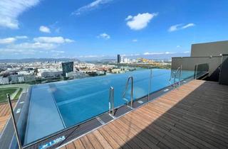 Wohnung mieten in 1020 Wien, Kleine Perle im ultramodernen Wohnhaus mit Pool am Dach zu mieten // Small gem in an ultra-modern apartm. building with pool on the roof for rent //