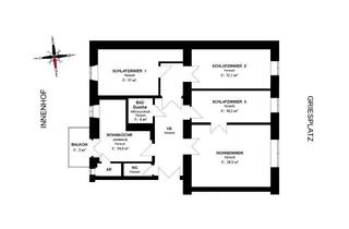 Wohnung mieten in Griesplatz, 8020 Graz, 4 ZIMMER-Altbau + ruhiger Balkon + extra Wohnküche möbliert + Bad / Dusche + extra WC + WG-tauglich!