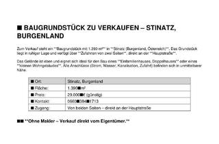 Grundstück zu kaufen in Hauptstraße Bb, 7552 Stinatz, Günstig