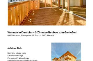 Wohnung mieten in Eisengasse 51, 6850 Dornbirn, Wohnen in Dornbirn - 3-Zimmer-Neubau zum Genießen! 6850 Dornbirn, Eisengasse 51, Top 11, 2.0G, Haus B