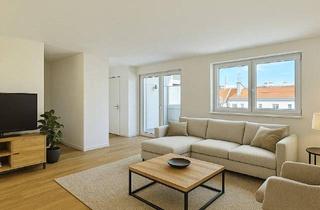 Wohnung kaufen in 1100 Wien, TERRASSEN-HIT im Sonnwendviertel - Erstbezug nach Dachausbau - 5. Liftstock - 3 Zimmer - ca. 90m² gew. NFL - Fußbodenheizung - Klima - zeitlose Ausstattung - ca. 36m² TERRASSE
