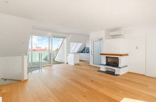 Maisonette kaufen in 1120 Wien, 360°-Panoramablick: Energieeffiziente, barrierefreie DG-Maisonette mit privatem Lift, zwei Terrassen und Kamin