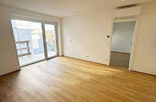 Wohnung mieten in Brigittenauer Lände, 1200 Wien, AUGARTEN-NÄHE, DACHGESCHOSS, klimatisierte 43 m2 Neubau mit 6 m2 Balkon, Wohnküche, 1 Zimmer, Duschbad, Parketten, Erstbezug