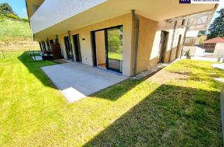 Wohnung kaufen in Hauptstraße, 2391 Kaltenleutgeben, Barfuß ins Gras. Direkt vom Wohnzimmer aus. Den Sommer bereits im eigenen Garten verbringen! TOP Neubauwohnung mit viel Freiraum! Traumhafter Eigengarten + 3 Zimmer + Grün wohin das Auge reicht + Luftwärmepumpe!