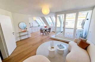 Wohnung mieten in Mitterberggasse, 1180 Wien, Fresh, fancy, fertig zum Einziehen! Zwei Ebenen. Drei Zimmer. 100 % Wow! Frisch sanierte Neubauwohnung im Dachgeschoss + Klimageräte + Westterrasse + Gute Infrastruktur!