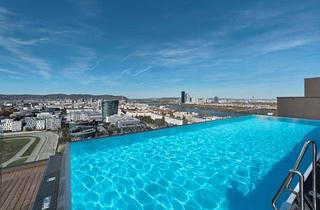 Wohnung kaufen in Meiereistraße, 1020 Wien, SENSATIONELLER BLICK über den GRÜNEN PRATER vom 26. Stock (oberste Wohnetage)! Roof-Top-Pool + Fitness + Concierge-Service + Garage