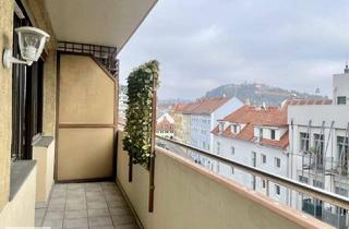 Wohnung kaufen in Prankergasse, 8020 Graz, Sanierungsbedürftige 2-Zimmerwohnung mit großem Balkon und Tiefgaragenstellplatz - Schlossbergblick