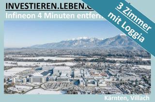 Wohnung kaufen in 9500 Villach-Innere Stadt, INFINEON 4 MINUTEN ENTFERNT - 3 ZIMMER MIT LOGGIA