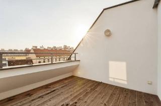 Wohnung kaufen in 1150 Wien, Traumhafte Dachgeschosswohnung mit Terrasse nach Westen und Weitblick - Klimaanlage - 3 Zimmer + Galerieraum - Küche inklusive