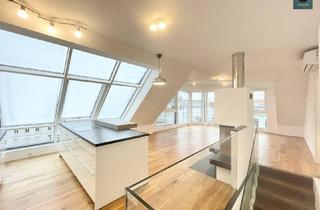 Maisonette kaufen in 1020 Wien, Bis Feb. 2028 befristet vermietete klimatisierte Dachgeschoss Maisonette mit 2 Terrassen und Kamin nahe Uno City!