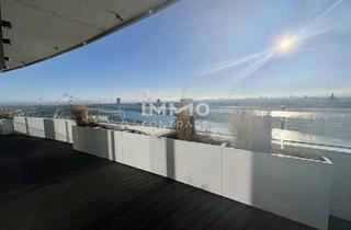 Wohnung kaufen in 1220 Wien, Außergewöhnlicher Balkon, Sonne fast den ganzen Tag, Ausblick wohin das Auge reicht: Neubau Erstbezug DANUBEFLATS