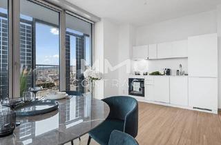 Maisonette mieten in 1220 Wien, 50. Etage - Eastside Sky – Studio im DC2 Tower - 10 m² Loggia - Blick aufs Kaiserwasser - Fernsicht