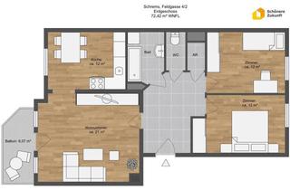 Wohnung mieten in 3943 Schrems, 3 Zimmerwohnung mit Balkon und KFZ-Stellplatz
