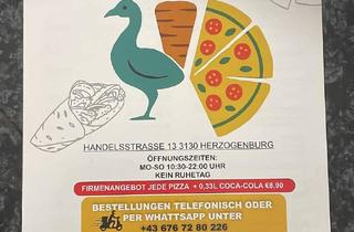 Gewerbeimmobilie mieten in Handelsstraße 13, 3130 Herzogenburg, Pfau Pizzeria mieten