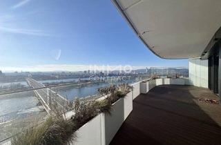 Wohnung kaufen in Wagramer Straße, 1220 Wien, Ganz viel Balkon & ganz Wien im Blick (Gym, Pool, Sauna, Doorman uvm): Neubau-Erstbezug DANUBEFLATS