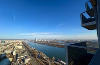 Wohnung kaufen in 1020 Wien, MARINATOWER - Fernblick - 31. Liftstock - 3 Zimmer - ca. 90m² gew. NFL - Loggia & Balkon - Möbliert